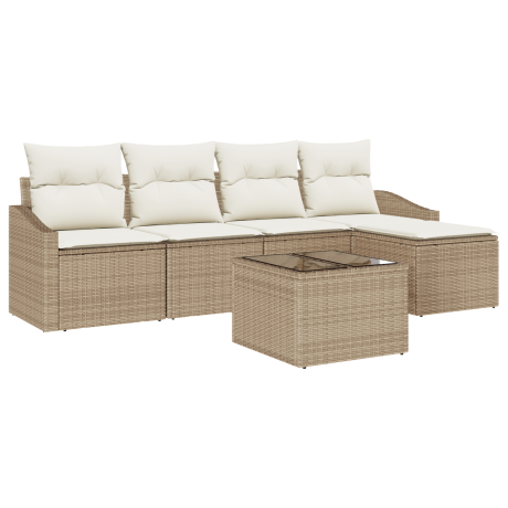 vidaXL 6-delige tuinsofa set met kussens in bruin poly rattan afbeelding2 - 1