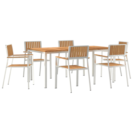 vidaXL Buiten eettafelset 7 pcs Bruin Massief Teakhout afbeelding2 - 1