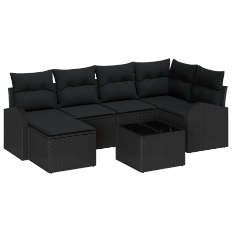 vidaXL 7-delige ligbed set met kussens beige poly rattan afbeelding2 - 1