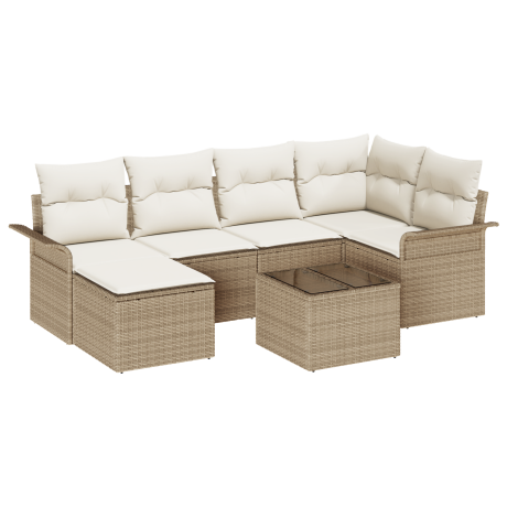 vidaXL 7-delige ligbed set met kussens bruin poly rattan afbeelding2 - 1
