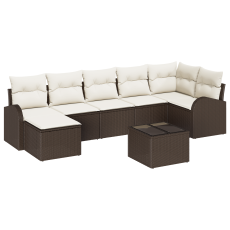 vidaXL Bankstel met kussen met opslag 8 pcs Bruin poly rattan afbeelding2 - 1