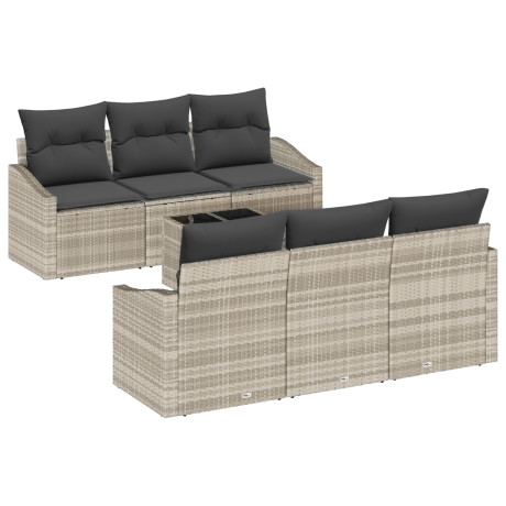 vidaXL Bankstel 7 pcs Licht Grijs en Donker Grijs poly rattan afbeelding2 - 1
