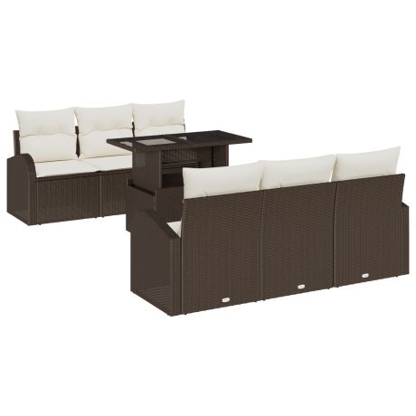 vidaXL 7-delige ligbedset met kussens bruin poly rattan afbeelding2 - 1
