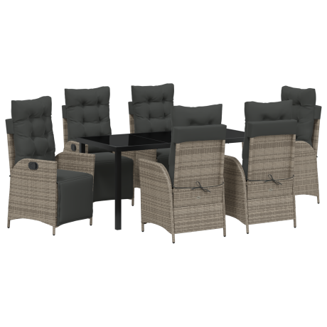 vidaXL 7-delige tuin eetset Grijs Poly Rattan afbeelding2 - 1