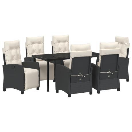 vidaXL 7-delige tuin eetset zwart poly rattan afbeelding2 - 1