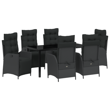 vidaXL 7-delige Tuin Eetset Zwart Poly Rattan afbeelding2 - 1