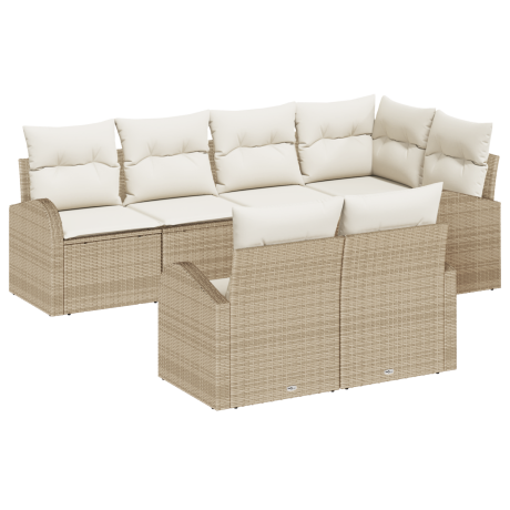 vidaXL 7-delige tuinbankset met kussens beige poly rattan afbeelding2 - 1