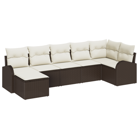 vidaXL Bankstel met kussen met opslag 7 pcs Bruin poly rattan afbeelding2 - 1