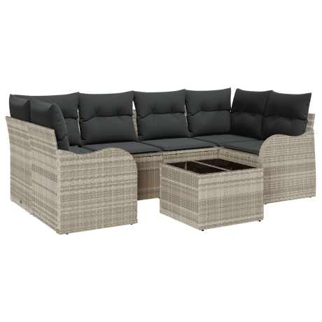 vidaXL Tuin Sofa Set Lichtgrijs 55 x 55 x 37 cm poly rattan afbeelding2 - 1