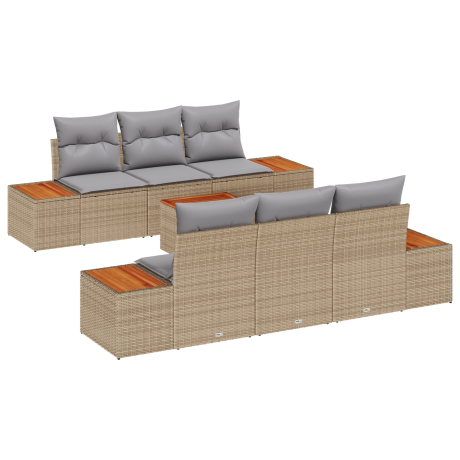 vidaXL Tuin Sofa Set met kussen met opslag 7 pcs Beige Poly riet afbeelding2 - 1