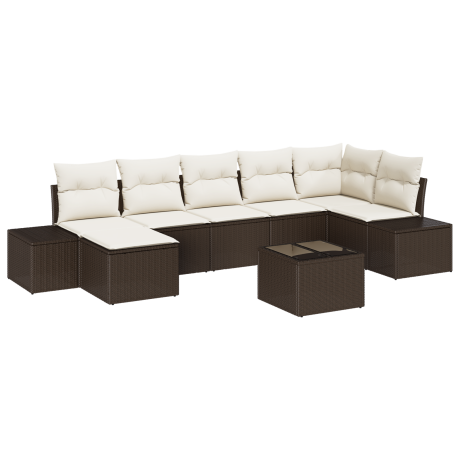 vidaXL 7-delige tuinset met kussens Grijs Poly Rattan afbeelding2 - 1