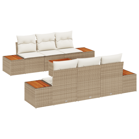 vidaXL Tuin Sofa Set met kussen met opslag 7 pcs Beige Poly riet afbeelding2 - 1