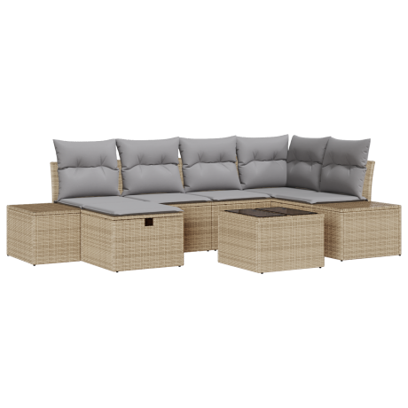 vidaXL Bankstel met kussen 6 pcs poly rattan afbeelding2 - 1