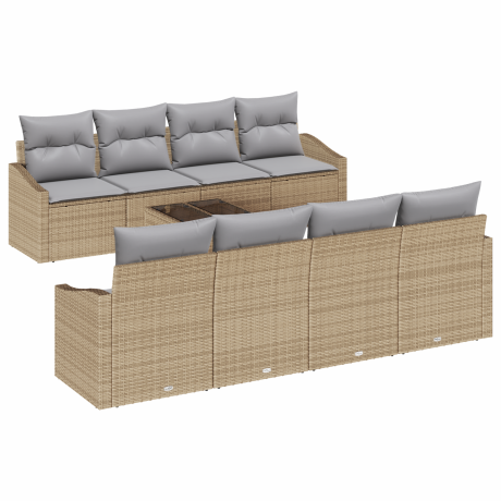 vidaXL Bankstel met kussen met opslag 7 pcs Beige en Grijs poly rattan afbeelding2 - 1