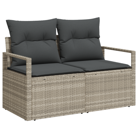 vidaXL Bankstel 7 pcs Lichtgrijs en Donkergijs poly rattan afbeelding2 - 1