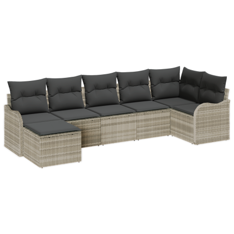 vidaXL Tuin Sofa Set 7 pcs Lichtgrijs poly rattan afbeelding2 - 1