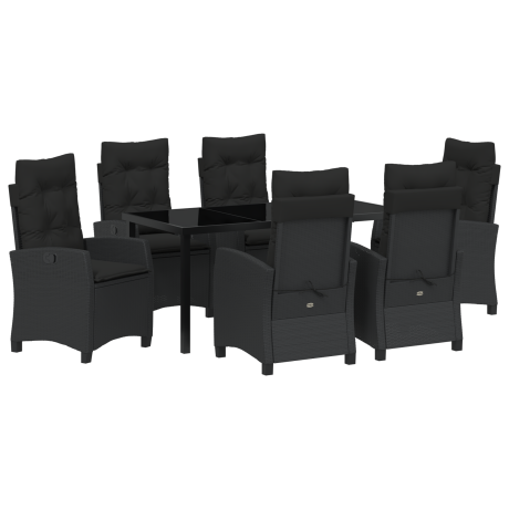 vidaXL 7-delige tuinset met kussens in zwart poly rattan afbeelding2 - 1