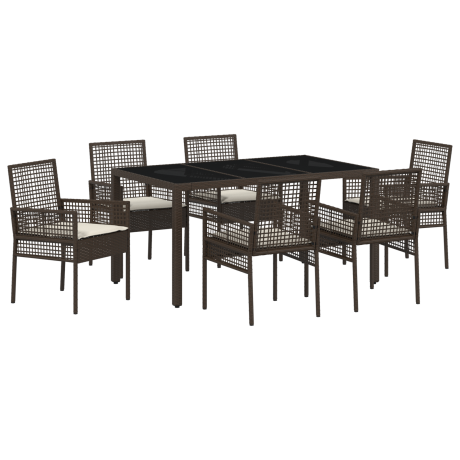 vidaXL Tuin eettafelset 7 pcs Bruin poly rattan afbeelding2 - 1
