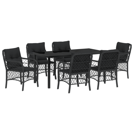 vidaXL 7-delige tuinset met kussens zwart poly rattan afbeelding2 - 1