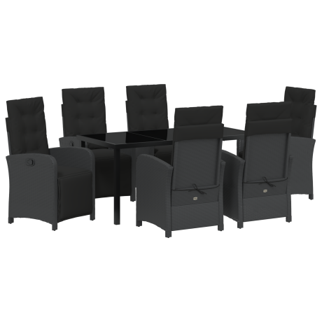vidaXL 7-delige tuinset met kussens zwart poly rattan afbeelding2 - 1