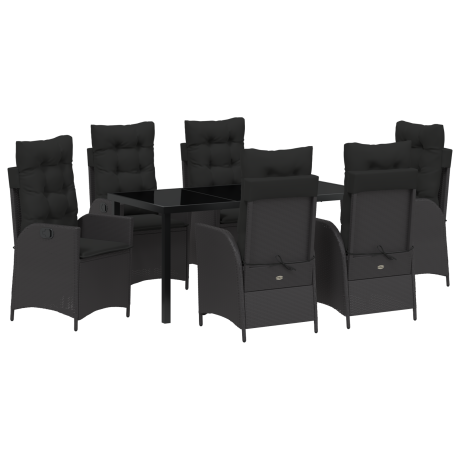 vidaXL 7-delige tuinset met kussens - zwart poly rattan afbeelding2 - 1