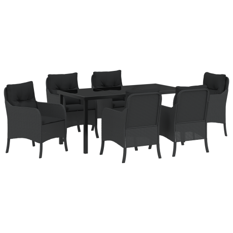 vidaXL 7-delige tuinset met kussens zwart poly rattan afbeelding2 - 1