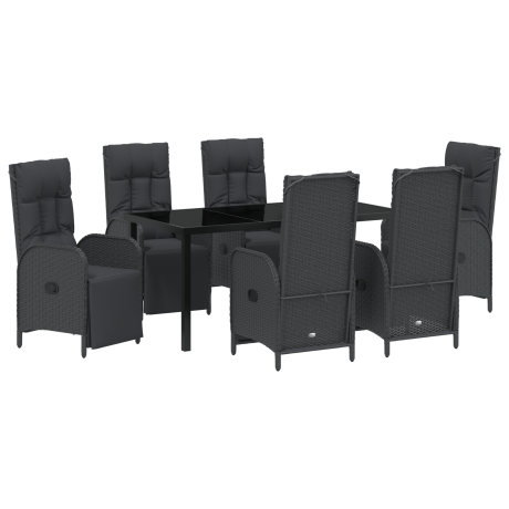 vidaXL 7-delige tuinset met kussens - zwart poly rattan afbeelding2 - 1