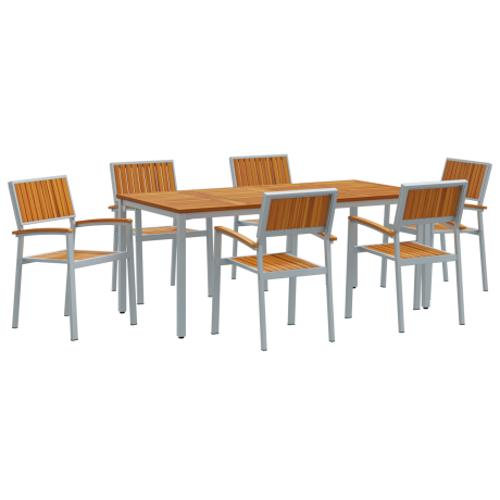 vidaXL 7-delige tuinset van massief acaciahout en metaal afbeelding2 - 1