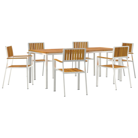 vidaXL Buiten eettafelset 7 pcs Bruin Massief Acaciahout afbeelding2 - 1