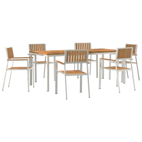 vidaXL Buiten eettafelset 7 pcs Bruin Massief Teakhout afbeelding2 - 1