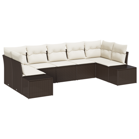 vidaXL 7-delige tuinsofa set met kussens - Bruin Poly Rattan afbeelding2 - 1
