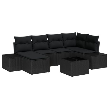 vidaXL Tuin Sofa Set met kussen met opslag 6 pcs Zwart poly rattan afbeelding2 - 1