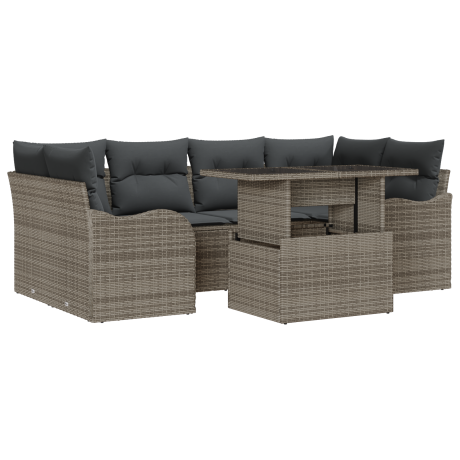 vidaXL Tuin Sofa Set met kussen 7 pcs Grijs en Donkergrijs poly rattan afbeelding2 - 1