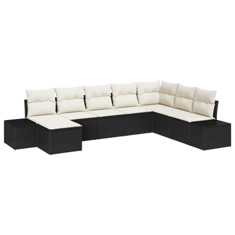vidaXL 8-delige ligbed set met kussens zwart poly rattan afbeelding2 - 1