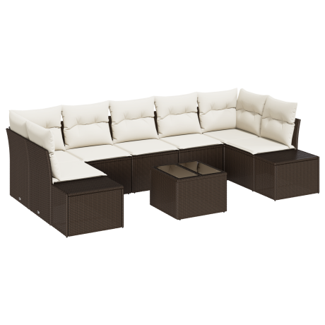 vidaXL 8-delige lounge set met kussens bruin poly rattan afbeelding2 - 1