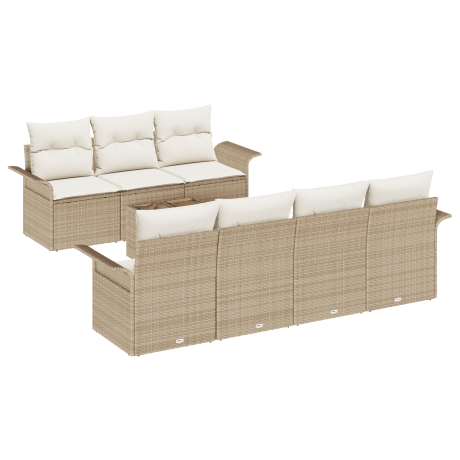 vidaXL 8-delige Tuinbank Set met Kussens Beige Poly Rattan afbeelding2 - 1