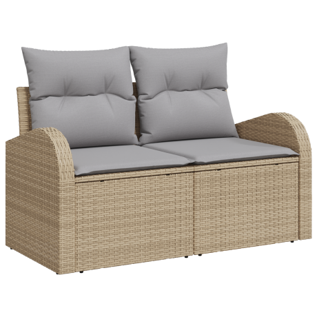 vidaXL Tuin Sofa Set 8 pcs Beige en Grijs Poly rattan, staal en glas afbeelding2 - 1