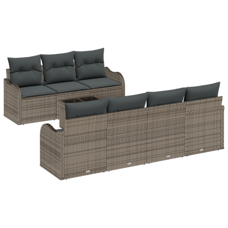vidaXL Tuin Sofa Set met kussen 8 pcs Grijs Poly Riet en Staal en Glas afbeelding2 - 1