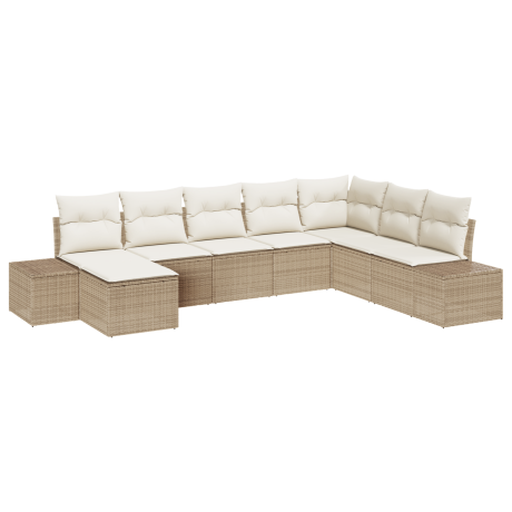 vidaXL Tuin Sofa Set met kussen 8 pcs Beige en Crème poly rattan afbeelding2 - 1