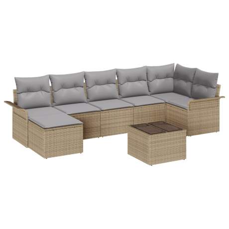 vidaXL Tuin Sofa Set met kussen 8 pcs Beige Poly riet afbeelding2 - 1