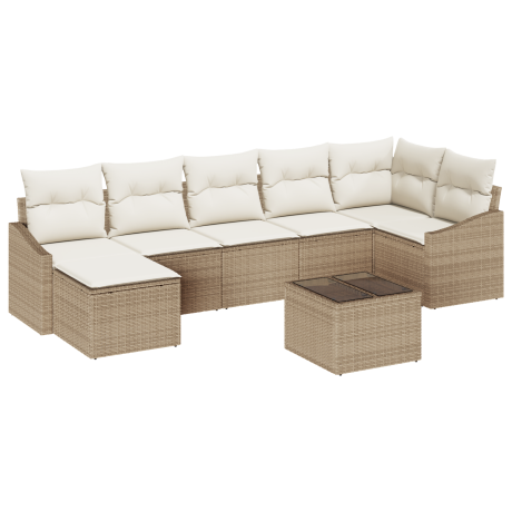 vidaXL Tuin Sofa Set met kussen 8 pcs Beige en Crème poly rattan afbeelding2 - 1