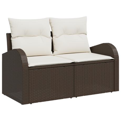 vidaXL Tuin Sofa Set met kussen 8 pcs Bruin, Crème 55 x 55 x 37 cm afbeelding2 - 1