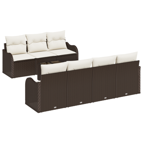 vidaXL Tuin Sofa Set 8 pcs Bruin en Crème Poly Riet en Staal en Glas afbeelding2 - 1