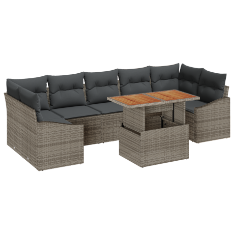 vidaXL Tuin Sofa Set 8 pcs Grijs Poly Rattan en Poedergecoat Staal afbeelding2 - 1