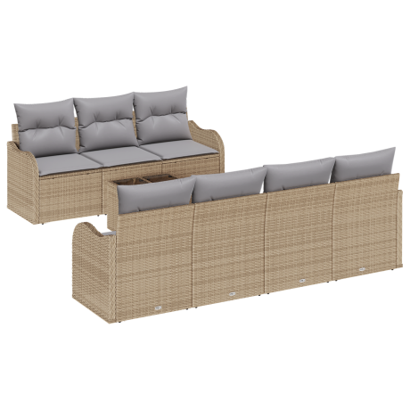 vidaXL Tuin Sofa Set 8 pcs Beige en Grijs Poly Riet en Staal en Glas afbeelding2 - 1
