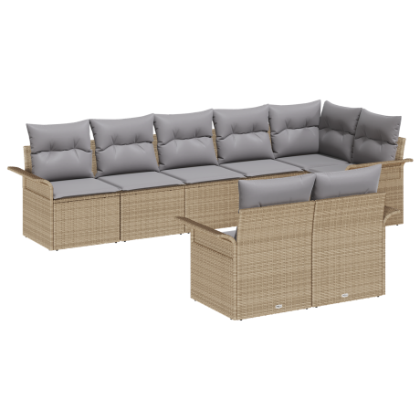 vidaXL Tuin Sofa Set met kussen 8 pcs Beige poly rattan afbeelding2 - 1