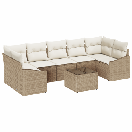 vidaXL Bankstel met kussen Beige en Crème 55 x 55 x 37 cm poly rattan afbeelding2 - 1