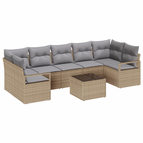 vidaXL Bankstel 8 pcs Beige en Grijs poly rattan afbeelding2 - 1