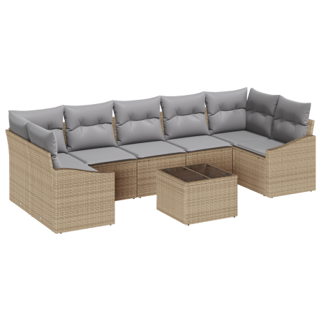 vidaXL Bankstel Beige en Licht Grijs 55 x 55 x 37 cm poly rattan afbeelding2 - 1