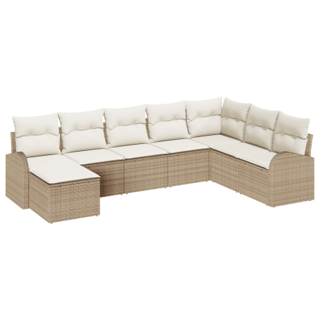 vidaXL Bankstel met kussen met opslag 8 pcs Beige en Wit poly rattan afbeelding2 - 1